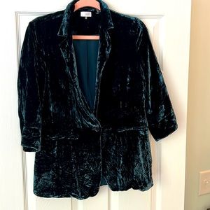 Ecru small turquoise velvet blazer. Size S.